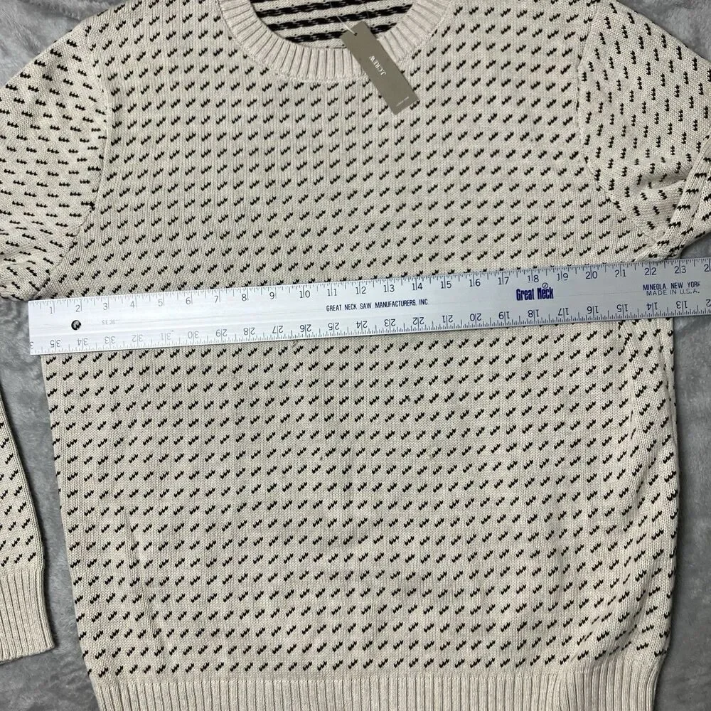 J Crew Sweater Mens L Cream Knit Textured Crewneck Heavyweight Preppy